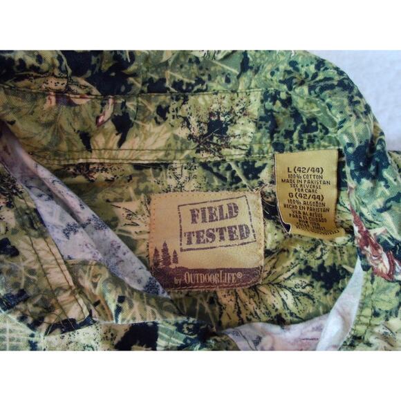 Field Tested by Outdoor Life Mens Size Large Button Shirt Deer Camo Long Sleeve - Picture 3 of 11
